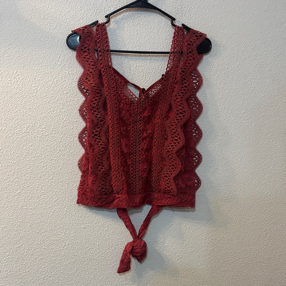 Daytrip Red Lace Top With Open Back